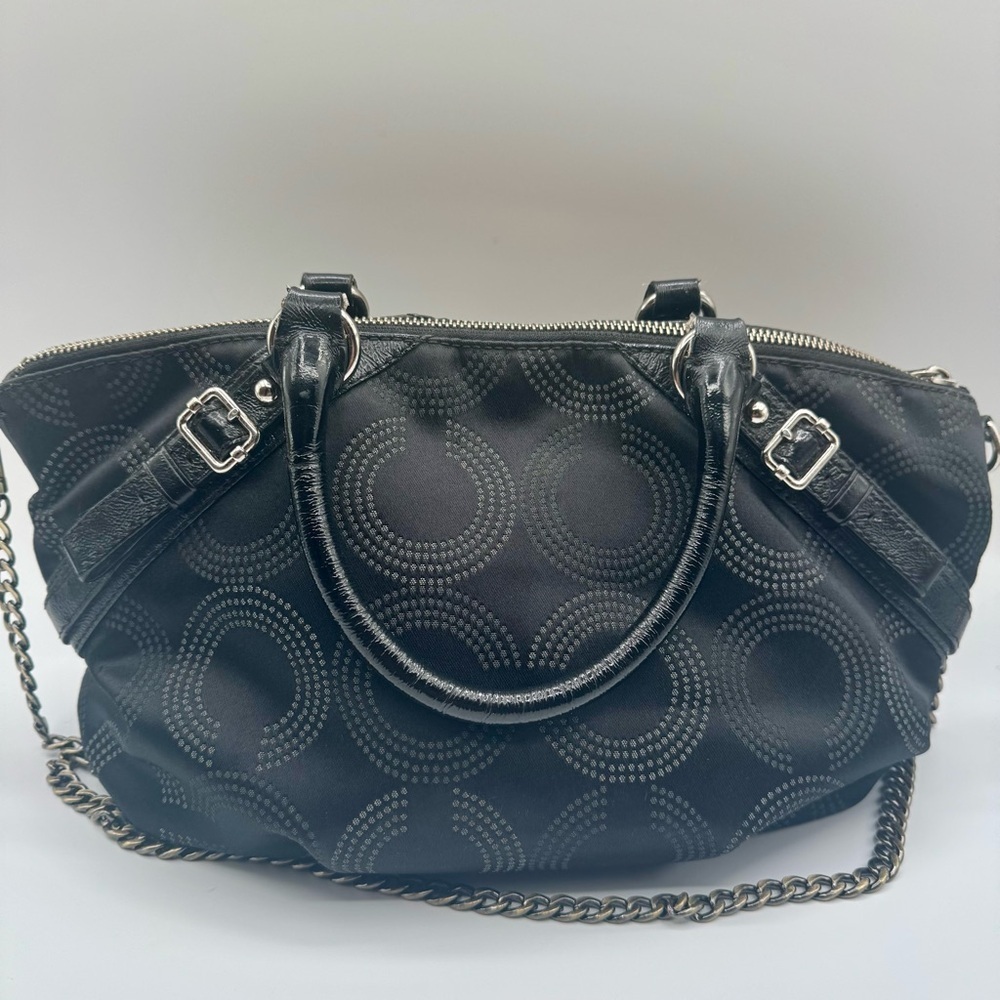 Coach Black Madison Satchel with Unbranded Chain Detail | Good Used Condition - Picture 6 of 14